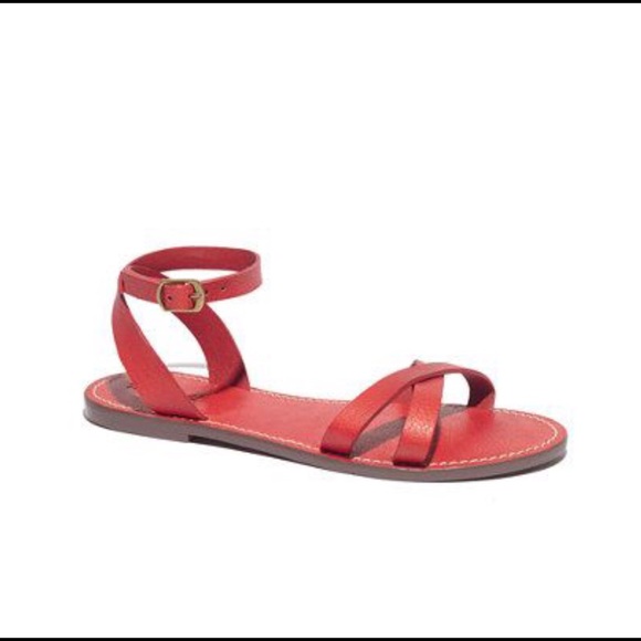 Madewell Boardwalk Red Leather Sandals - Picture 1 of 7